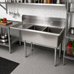 Thumbnail image #2 for John Boos E2S8-18-12L18 2-Compartment Stainless Steel Sink with Left Drainboard, 18-Inch Bowls, and 9-3/4-Inch Backsplash