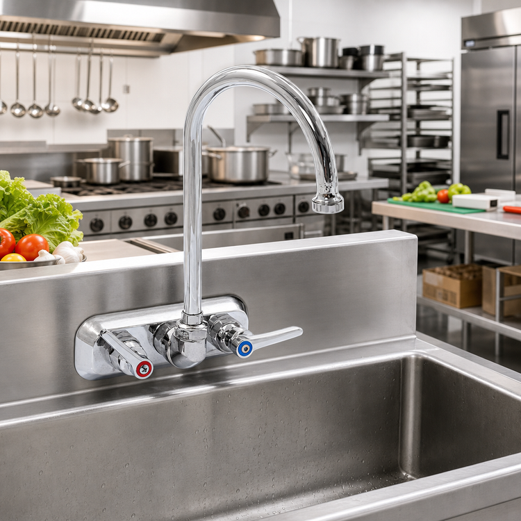Product image #2 for Extra Heavy Duty Gooseneck Splash-Mounted Faucet, 4-Inch Centers