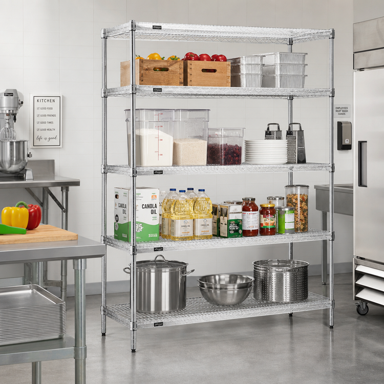 Product image #2 for Eagle Redipak 4-Tier Wire Shelving Unit, 60"W x 24"D x 74"H, Zinc Finish