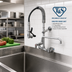 Thumbnail image #2 for T&S Brass Mini Pre-Rinse Unit with 8-Inch Wall Mount Mixing Faucet, 12-Inch Swing Nozzle, and 0.65 GPM Spray Valve