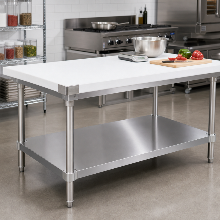 Product image #2 for Stainless Steel Undershelf for 30" x 48" Poly Top Work Table