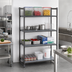 Thumbnail image #2 for Cambro Camshelving Basics Plus 4-Tier Stationary Starter Polymer Shelving Unit, 21 x 54 x 72 Inches, Vented and Solid Shelf Plates, Brushed Graphite