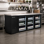 Thumbnail image #2 for Serv-Ware BB4-24G-HC 73-Inch 3-Door Glass Door Back Bar Cooler with Stainless Steel Top