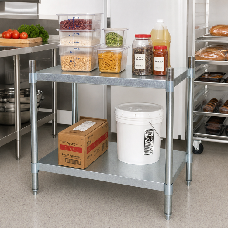 Product image #2 for BK Resources 31 x 24 x 38 Inch Stationary Dry Storage Shelving Unit with 2 Adjustable Galvanized Shelves
