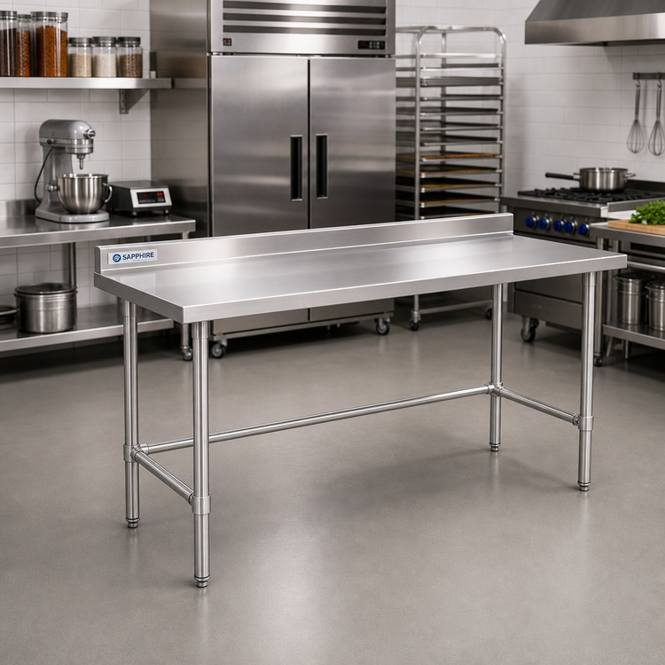 Product image #2 for Sapphire Manufacturing 72 Inch x 24 Inch Stainless Steel Work Table with 5 Inch Backsplash