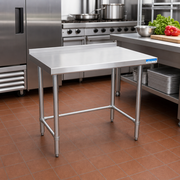 Product image #2 for 30-Inch x 18-Inch Open Base Riser-Top 430 Stainless Steel Work Table
