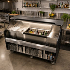 Thumbnail image #2 for Perlick Corporation Top Shelf MOBS-66TS 66-Inch Mobile Bar with Ice Chest, Insulated Bottle Well, Drainboards, Speed Rail & LED Lighting