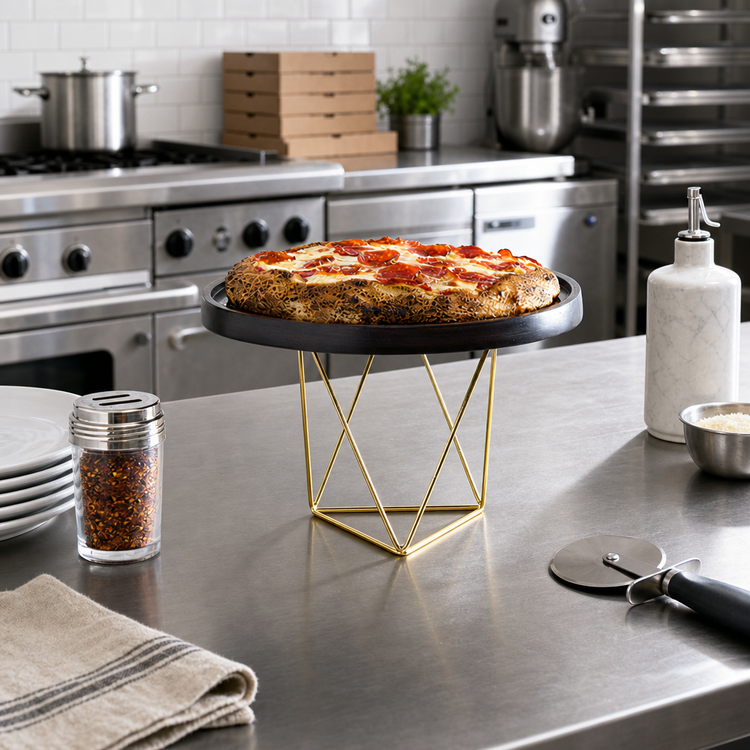 Product image #2 for American Metalcraft Geometric Gold Stainless Steel Pizza Stand, 7-Inch Tall