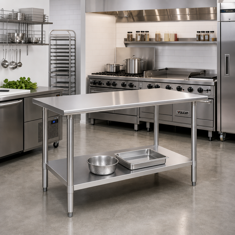 Product image #2 for Deluxe Series 72-Inch x 30-Inch Stainless Steel Top Work Table with Adjustable Undershelf