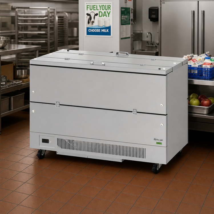 Product image #2 for Turbo Air Super Deluxe Dual-Sided School Milk Cooler, 21.98 Cu. Ft., Stainless Steel, 115V