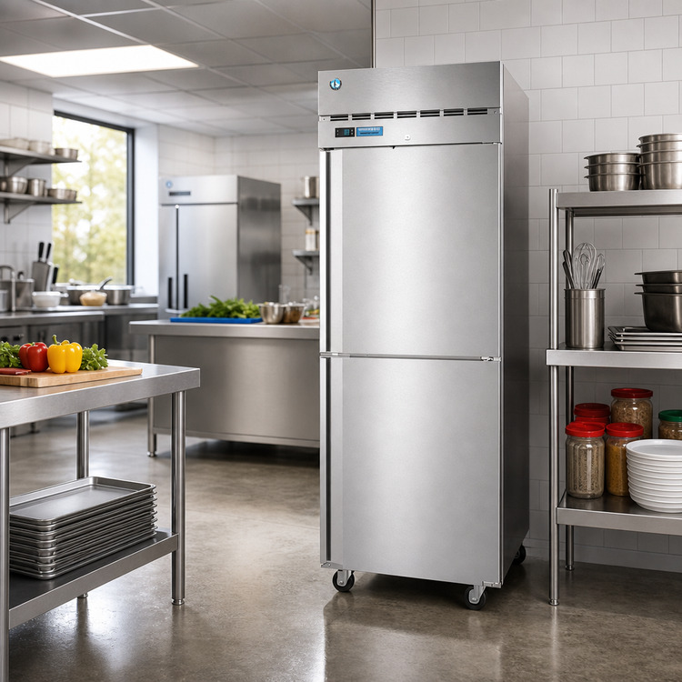 Product image #2 for Hoshizaki Steelheart One-Section Pass-Thru Refrigerator, 24.2 Cu. Ft., Half-Height Solid Doors, Top-Mount Self-Contained