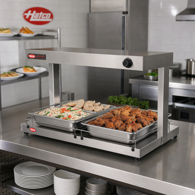 Product image #2 for Hatco Glo-Ray® Freestanding Heated Shelf, 18-Inch W x 12-Inch D, Adjustable Thermostat, Stainless Steel Top