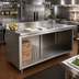 Thumbnail image #2 for Advance Tabco 108-Inch Stainless Steel Underbar Work Table with Open Front Cabinet Base, 14-Gauge 304 Top, and 5-Inch Backsplash