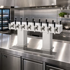 Thumbnail image #2 for Perlick Corporation 4006-10BX10B Back-to-Back Bridge Tee Draft Beer Tower, 20-Faucet, Countertop, Glycol-Cooled, Stainless Steel