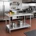 Thumbnail image #2 for Steel Works Stainless 60 Inch x 24 Inch Flat Top Stainless Steel Worktable with Undershelf, 34 Inch High