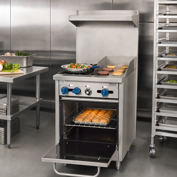 Product image #2 for Comstock-Castle 24-Inch Wide Commercial Gas Range with 2 Star Burners, 12-Inch Griddle, and Space-Saver Oven