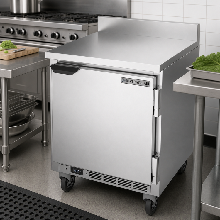 Product image #2 for Beverage-Air WTF27HC-FIP 27-Inch One-Section Worktop Freezer with Solid Door and 4-Inch Backsplash