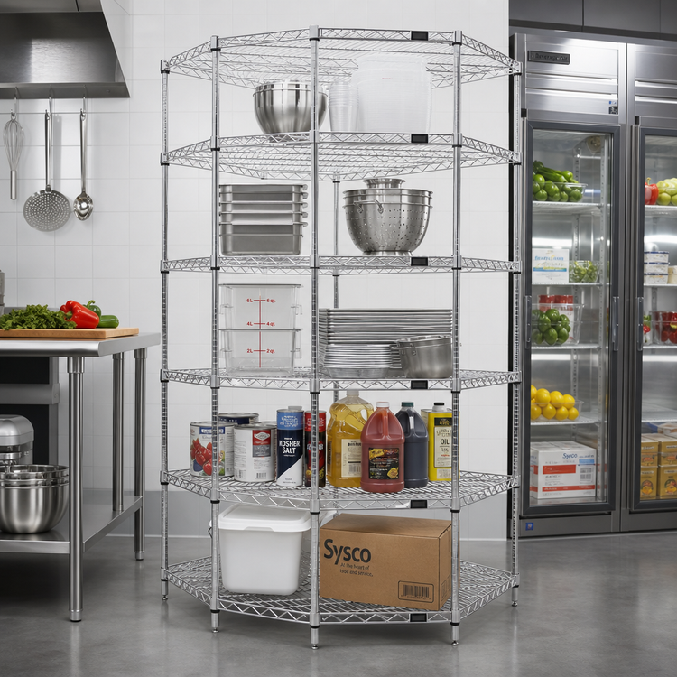 Product image #2 for Quantum 5-Sided 5-Shelf Chrome Plated Wire Shelving Starter Kit, 24 x 42 Inches