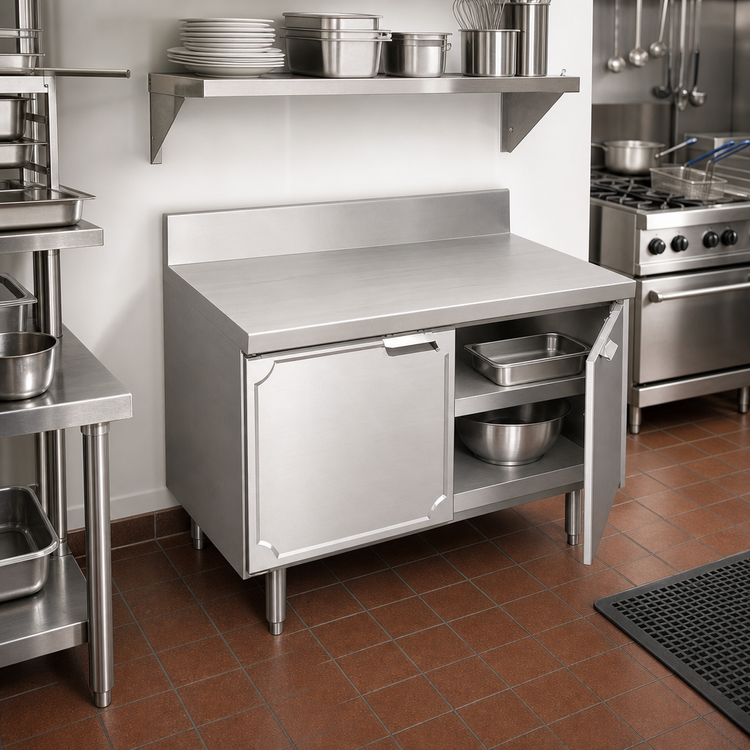 Product image #2 for 36-Inch x 32-Inch Stainless Steel Utility Stand Cabinet Base with Hinged Doors