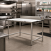 Thumbnail image #2 for Eagle Group 72-Inch x 36-Inch Boning Table with Poly Top, Stainless Steel Open Base, and 4-Inch Backsplash