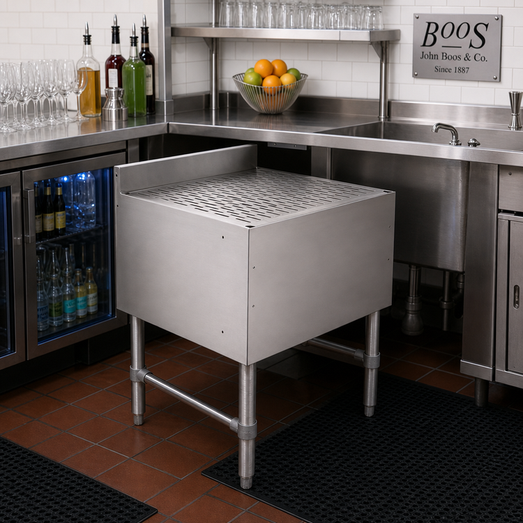 Product image #2 for John Boos 24-Inch Freestanding Underbar Drainboard with Top Drain and 3-Inch Backsplash
