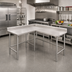 Thumbnail image #2 for Advance Tabco L-Shaped Stainless Steel Corner Work Table, 120 x 60 in, 24 in Working Depth, 14-Gauge 304 Top, 5 in Backsplash