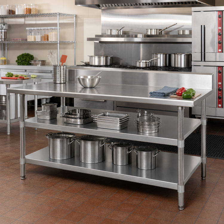 Product image #2 for Eagle Group Adjustable Galvanized Work Table Undershelf, 84 x 24 Inch
