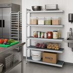 Thumbnail image #2 for Fermod Fermostock 5R42B83-E 5-Tier Perforated Polymer Shelving Add-On Unit, 42"W x 18"D x 83"H, Gray