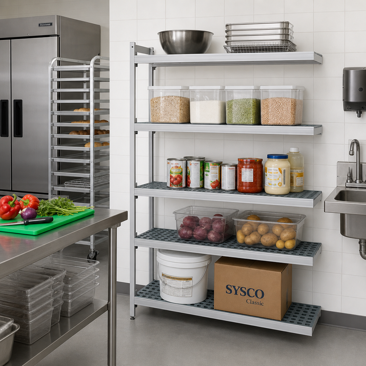 Product image #2 for Fermostock 5-Tier Perforated Polymer Shelving Unit Expansion Kit, 42 x 18 x 83 Inches, Gray