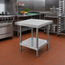 Thumbnail image #2 for Advance Tabco 24-Inch x 24-Inch Budget Equipment Stand with 430 Stainless Steel Top and Galvanized Adjustable Undershelf