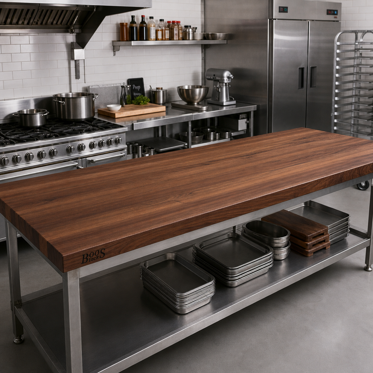 Product image #2 for John Boos Boos Block American Black Walnut Kitchen Countertop, 120 x 30 x 2-1/4 Inches, Full-Length Edge Grain, Penetrating Oil Finish