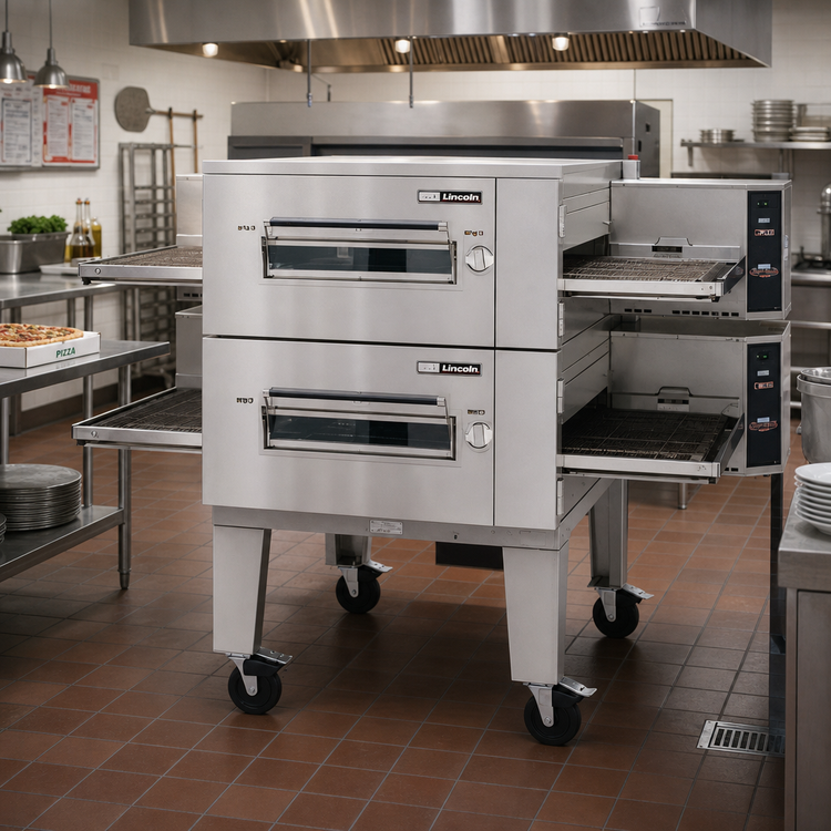 Product image #2 for Lincoln Impinger Low Profile Double-Stack Gas Conveyor Oven Package with Glass Access Windows