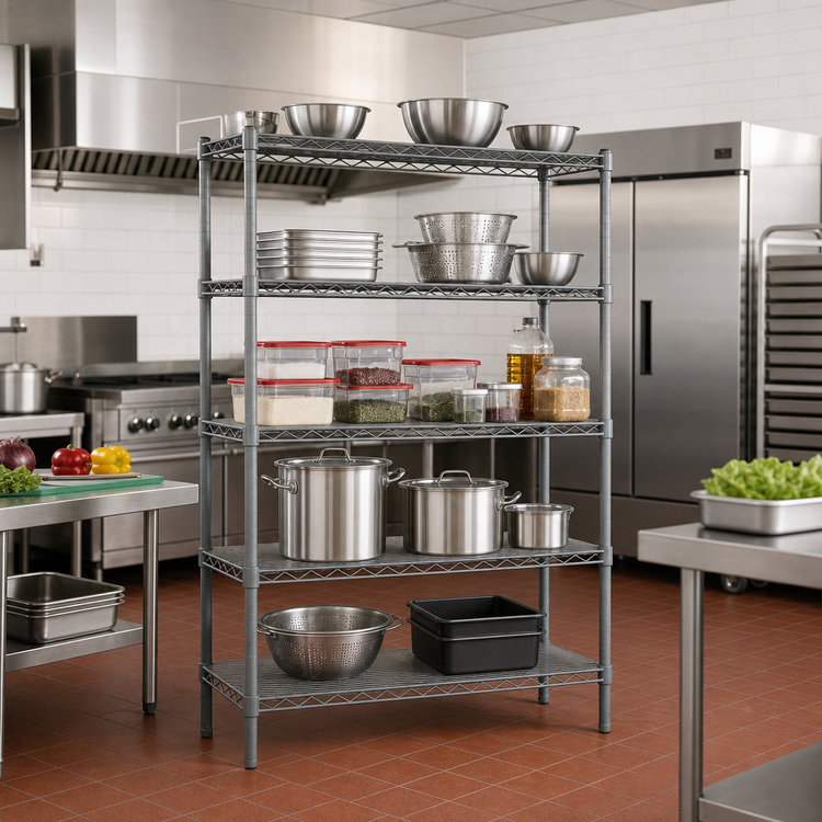 Product image #2 for Valu-Master 5-Tier Starter Wire Shelving Unit, 36 x 18 x 86 Inches, Pewter Gray Epoxy