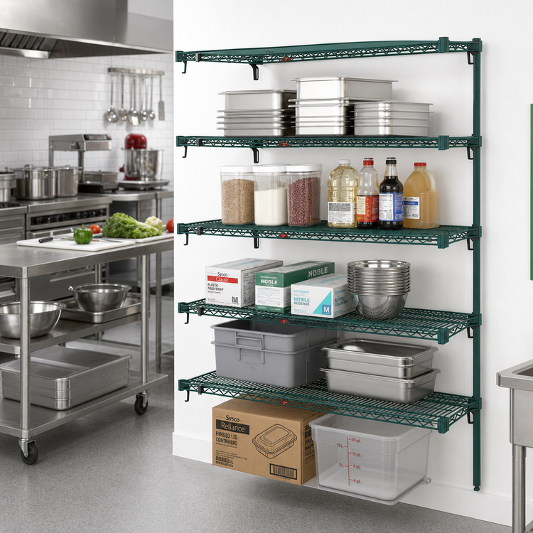 Product image #3 for Metro Super Erecta Super Adjustable Add-On Wire Shelving Unit, 36"W x 18"D x 74"H, 5 Shelves, Metroseal 3 Green Epoxy Finish