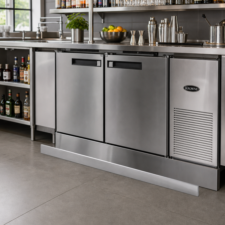 Product image #2 for Krowne 36-Inch Stainless Steel Front Kick Plate for Back Bar Coolers
