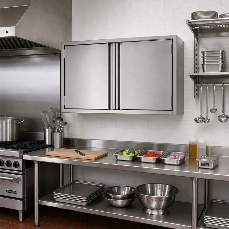 Product image #2 for Eagle Group WCH-54 54 x 15 x 28 Inch Wall-Mounted Stainless Steel Cabinet with Hinged Doors