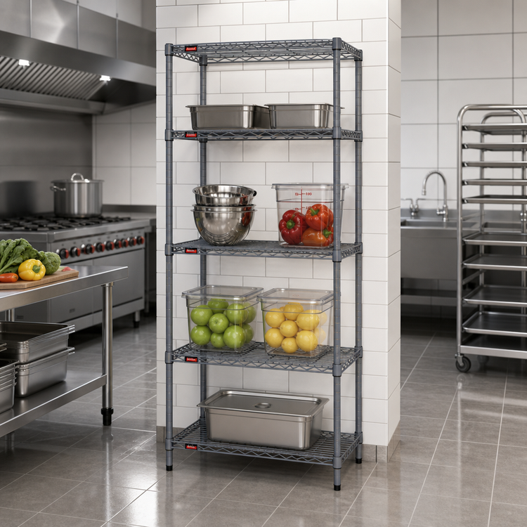 Product image #2 for Eagle Valu-Master 24 in W x 18 in D x 74 in H 4-Tier Wire Shelving Starter Unit, Pewter Gray Epoxy
