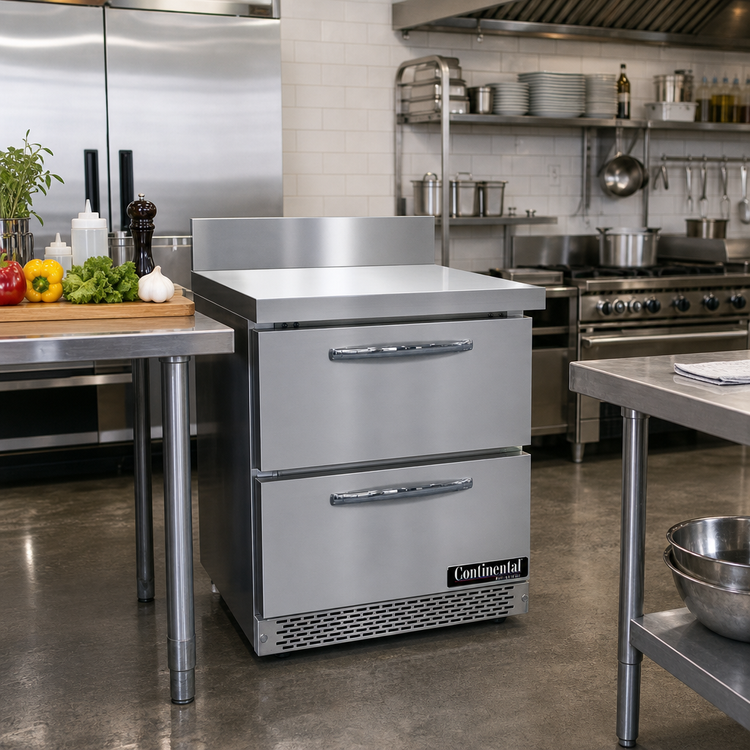 Product image #2 for Continental Refrigerator SWF27NBS-FB-D 27" One-Section Worktop Freezer with Drawers and 5.5" Backsplash