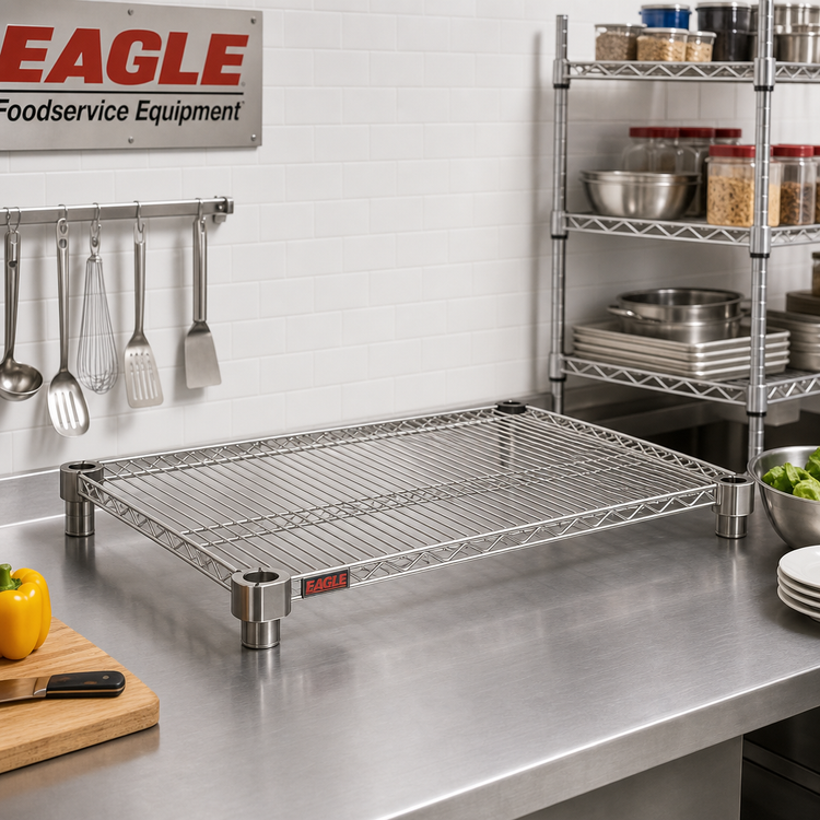 Product image #2 for Eagle QuadTruss Quad-Adjust Wire Shelf, 24 x 18 Inches, Stainless Steel Finish, 800 lb Capacity