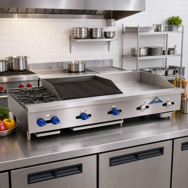 Product image #2 for Comstock-Castle FHP60-24T-2LB 60-Inch Countertop Gas Hotplate/Griddle/Char-Broiler Combination