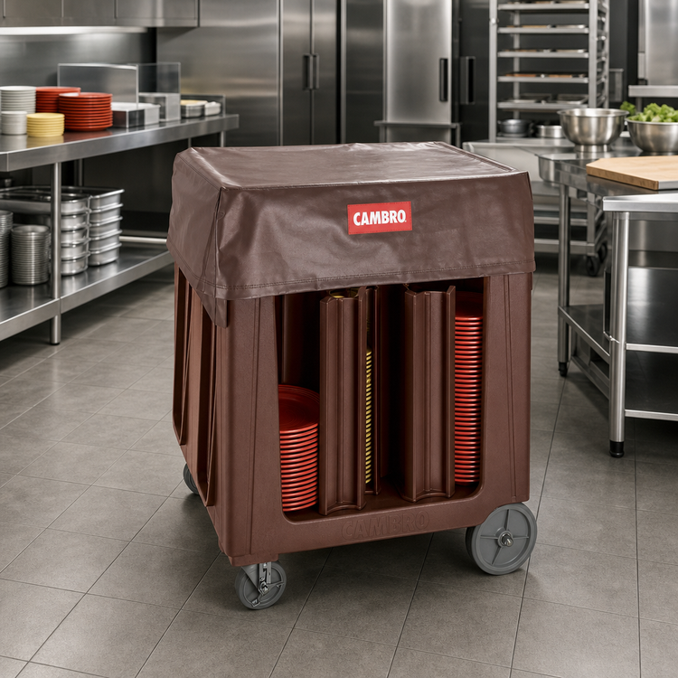 Product image #3 for Cambro Adjustable Dish Cart with 6 Towers and Vinyl Dust Cover