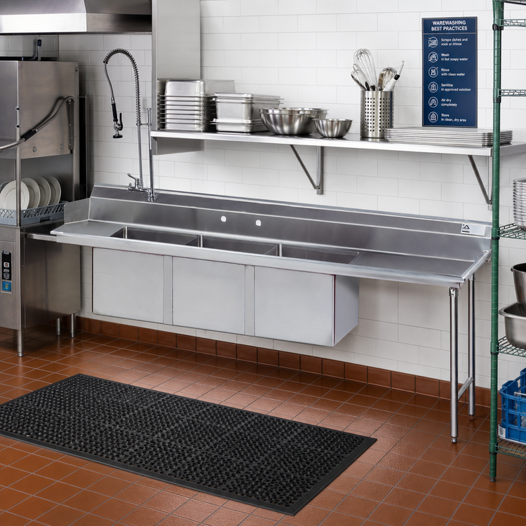 Product image #2 for Advance Tabco 95-Inch Right-Hand 3-Compartment Sink Dishtable with 18 x 24 x 14 In. Bowls