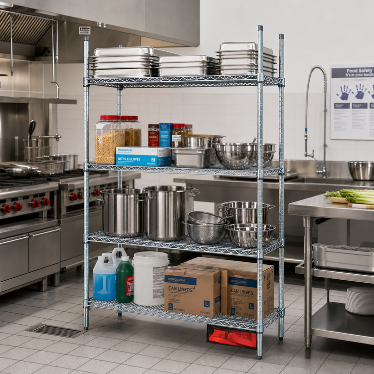 Product image #3 for EAGLEbrite Zinc 4-Tier Double-Mat Wire Shelving Starter Unit, 48 x 24 x 63 Inches