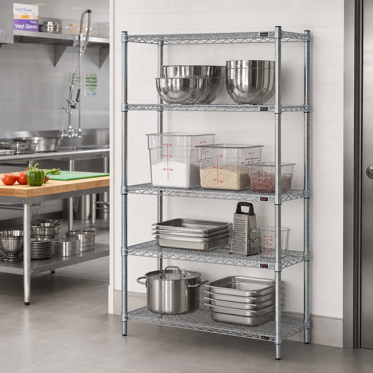 Product image #2 for Eagle Group 4-Tier Stationary Starter Wire Shelving Unit, 24W x 18D x 63H, Stainless Steel Finish