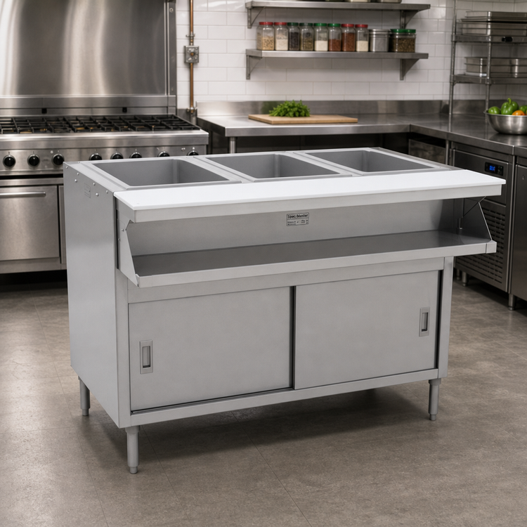 Product image #2 for Spec-Master SHT4CB-208 63.5" 4-Well Electric Sealed Hot Food Table with Sliding Doors