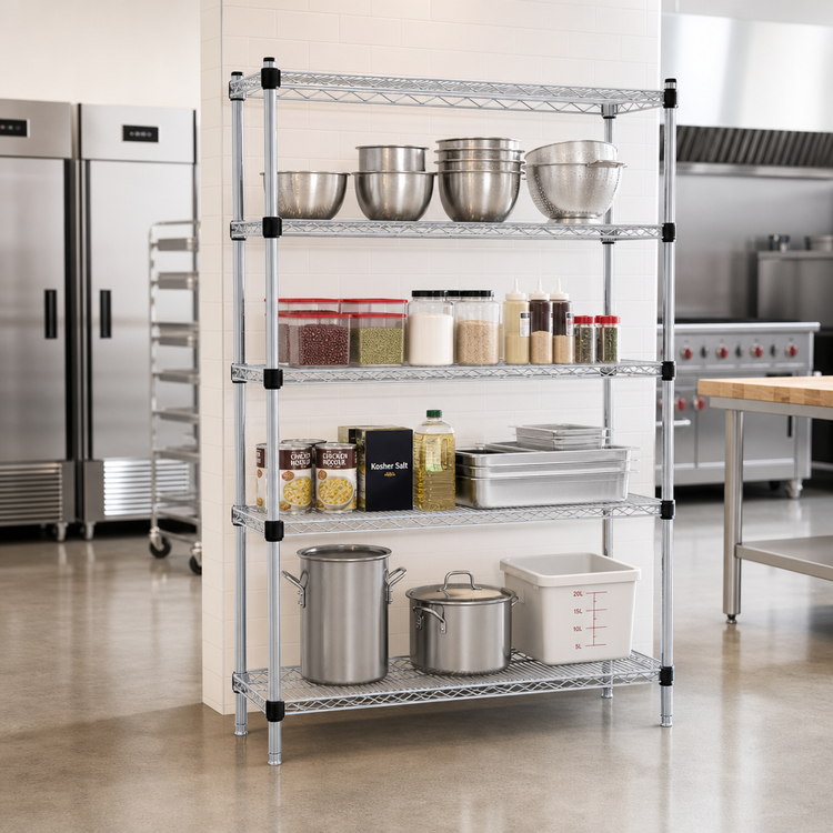 Product image #2 for EagleGard Quad-Adjust 4-Tier Wire Shelving Starter Unit, 60"W x 18"D x 74"H