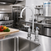 Thumbnail image #2 for Low-Lead Deck-Mount Manual Mixing Faucet with 4-Inch Centers and 5-3/4-Inch Swivel Gooseneck Spout