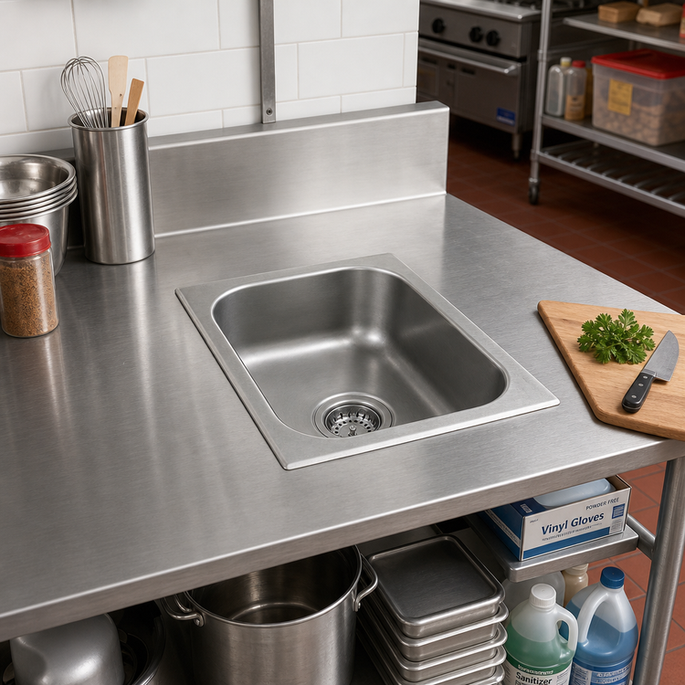 Product image #2 for Eagle Group Self-Rimming Drop-In Stainless Steel Sink with No Deck, 1 Compartment, 24 x 24 x 13-1/2 Inch Bowl