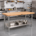 Thumbnail image #2 for John Boos Northern Hard Rock Maple Wood Top Work Table with Stainless Steel Legs and Adjustable Undershelf, 96 x 24 x 35-1/4 Inches