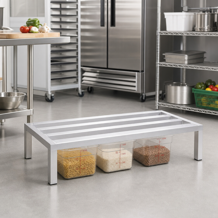 Product image #2 for 60 Inch x 24 Inch x 12 Inch Aluminum 1-Tier Dunnage Rack, 2500 lb. Capacity